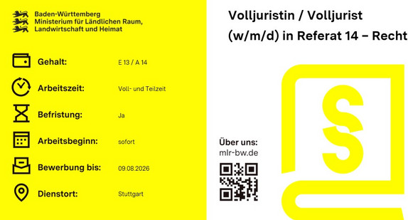 Teaserbild Stellenausschreibung Volljuristin / Volljurist (w/m/d)
