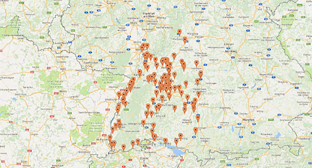 Karte Ladeinfrastruktur Baden-Württemberg