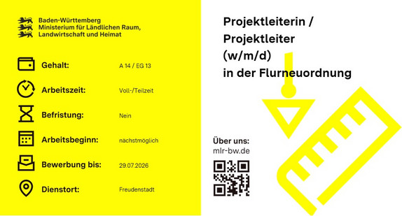 Teaserbild Stellenausschreibung Projektleiterin / Projektleiter (w/m/d) in der Flurneuordnung