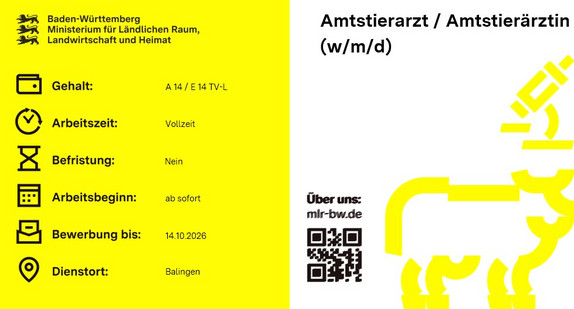 Teaserbild Stellenausschreibung Amtstierarzt / Amtstierärztin (w/m/d) beim Landratsamt Zollernalbkreis 