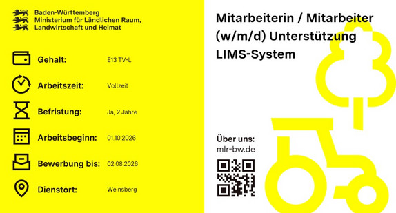 Teserbild Stellenausschreibung Mitarbeiterin/Mitarbeiter (w/m/d) zur Unterstützung Projekt LIMS