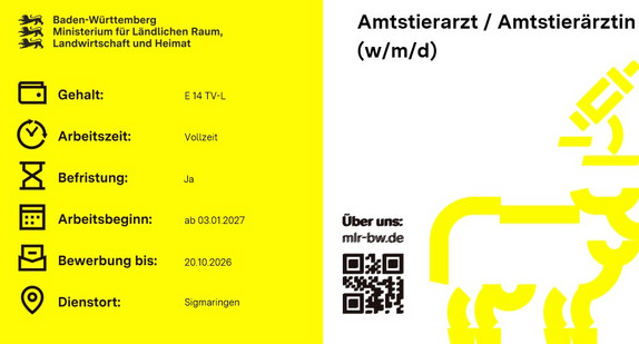 Teaserbild Stellenausschreibung Amtstierarzt / Amtstierärztin (w/m/d) Vollzeit beim Landratsamt Sigmaringen 
