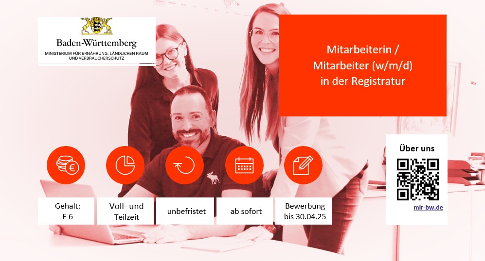  Mitarbeiterin / Mitarbeiter (w/m/d) in den Registraturen