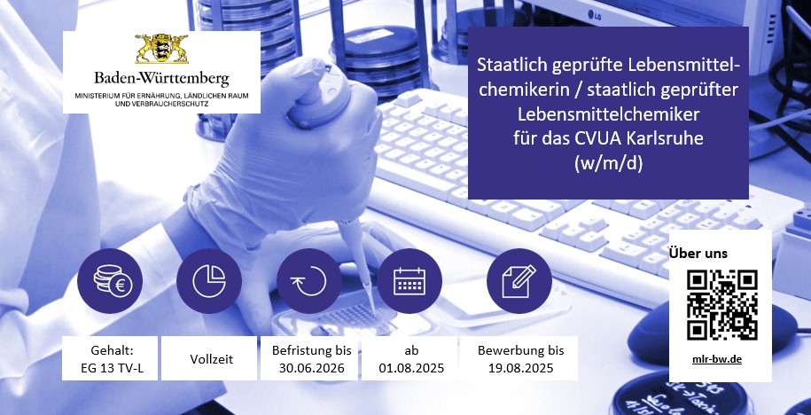  Staatl. geprüfte Lebensmittelchemikerin / staatl. geprüften Lebensmittelchemiker (w/m/d)