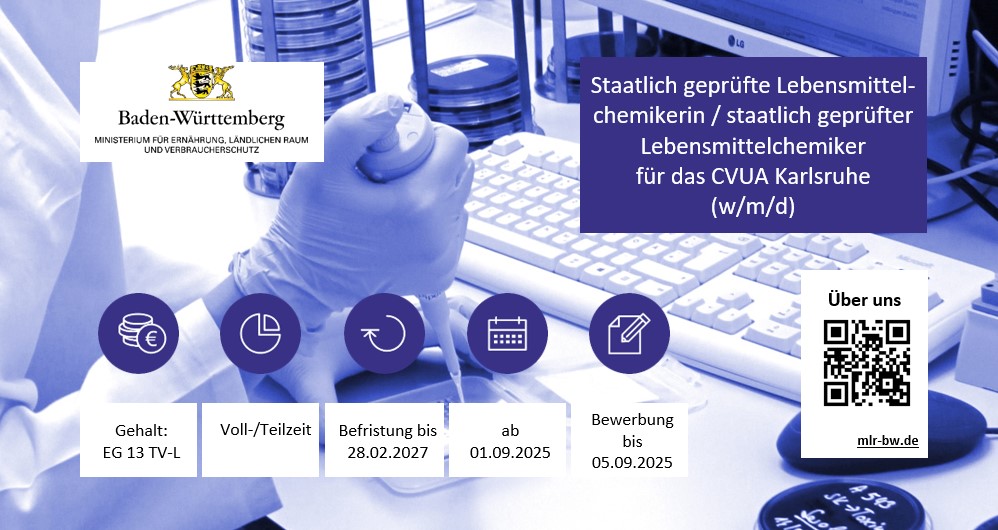  Staatl. geprüfte Lebensmittelchemikerin / staatl. geprüften Lebensmittelchemiker (w/m/d)