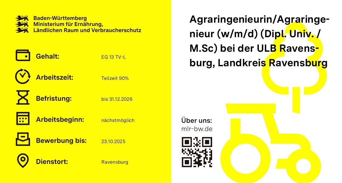 Agraringenieurin / Agraringenieur (w/m/d) (Dipl. Univ. / M.Sc)