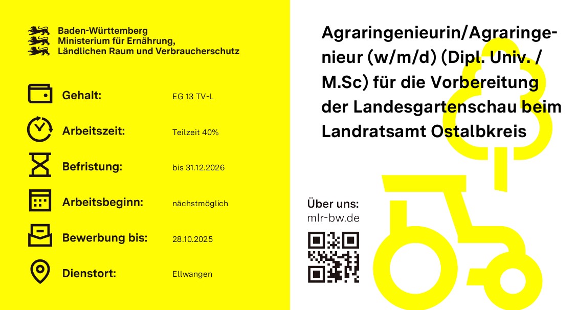  Agraringenieurin / Agraringenieur (w/m/d) (Dipl. Univ. / M.Sc.)