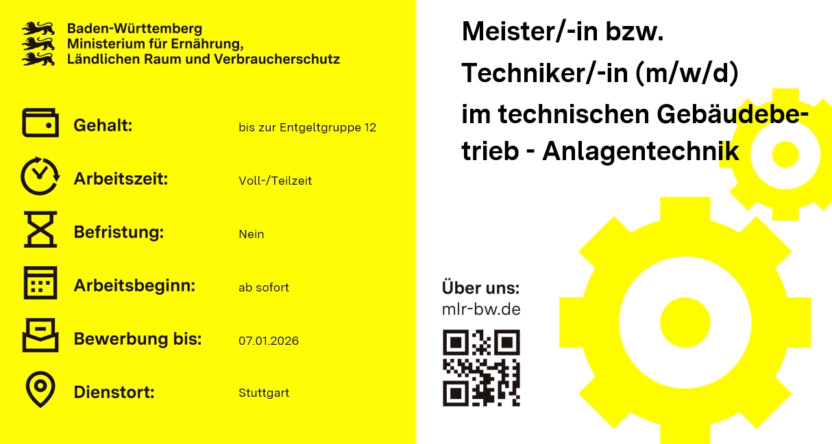 Meisterin / Meister bzw. einer Technikerin / eines Techniker (w/m/d)