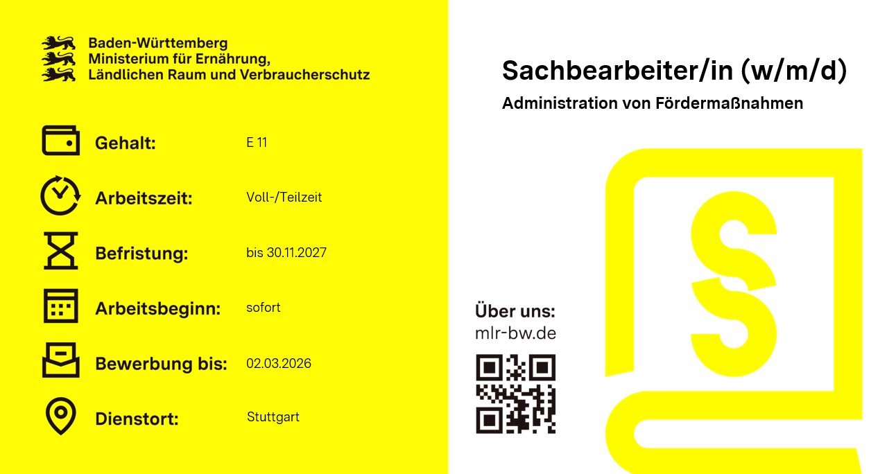  Sachbearbeiterin / Sachbearbeiter (w/m/d) Administration von Fördermaßnahmen