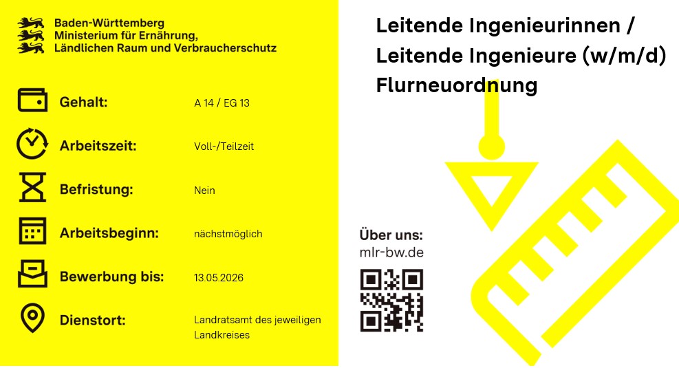Teaser Text Leitende Ingenieurinnen / Leitende Ingenieure (w/m/d) Flurneuordnung