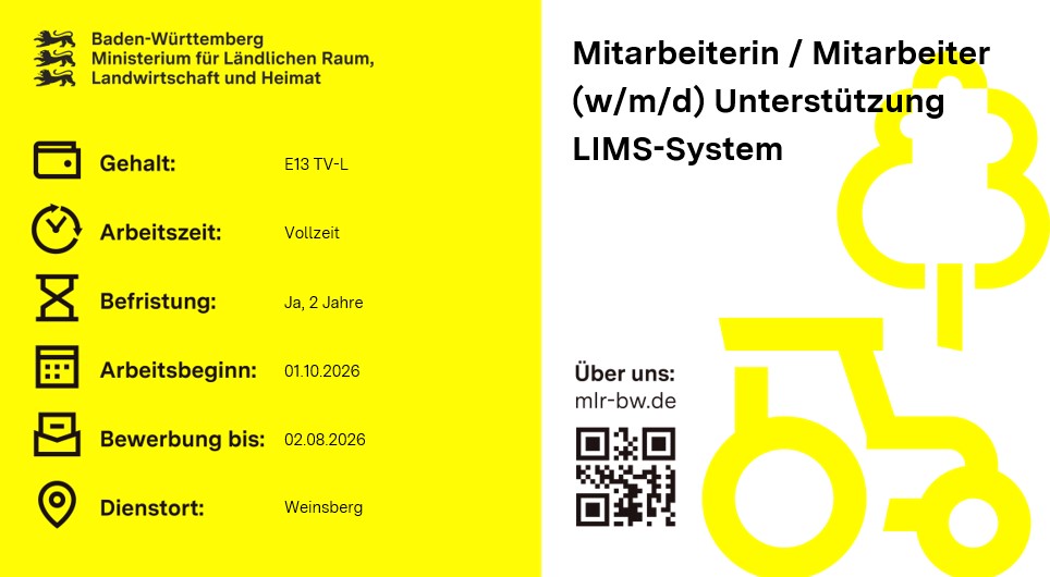 Teserbild Stellenausschreibung Mitarbeiterin/Mitarbeiter (w/m/d) zur Unterstützung Projekt LIMS