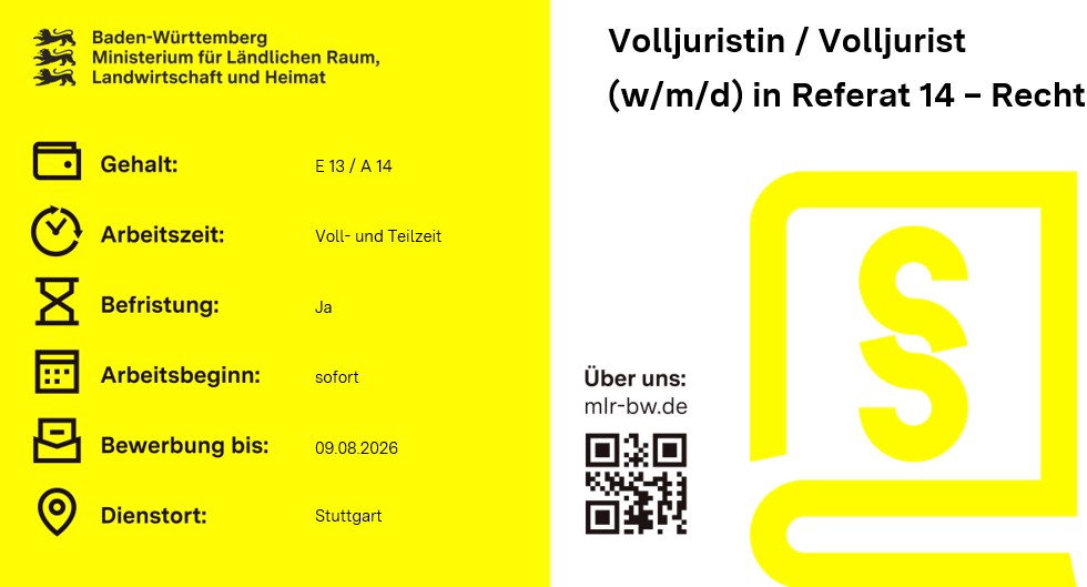 Teaserbild Stellenausschreibung Volljuristin / Volljurist (w/m/d)