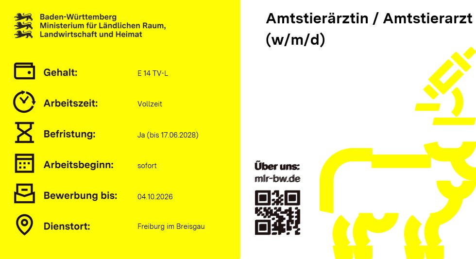Teaserbild Stellenausschreibung Amtstierärztin / Amtstierarzt (w/m/d) beim Landratsamt Breisgau-Hochschwarzwald 