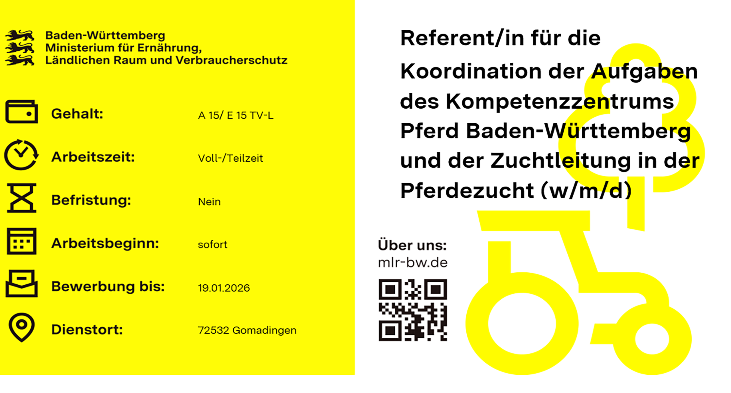  Referent/in für die  Koordination der Aufgaben des Kompetenzzentrums Pferd Baden-Württemberg und der Zuchtleitung in der Pferdezucht (w/m/d)